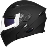 ILM Bluetooth Motorcycle Helmet Modular Flip up Full Face Dual Visor Mp3 Intercom FM Radio DOT Model 902BT(Matte Black, 2XL)