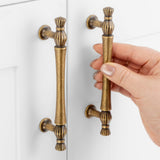 ASKANO 10 Pack 3-3/4 Inch Hole Centers, Antique Brass Cabinet Pulls Vintage Brass Cabinet Handles Brass Cabinet Hardware for Cab