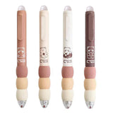 MOZXIRZ Erasable Gel Pens Set of 4 Cute Cartoon Bear Retractable Pens 0.5mm Black Ink Pen for Office School Women Girls