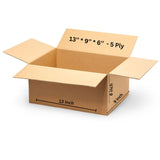 Porpoise 13x 9x 6 inch 25piece 5 Ply Corrugated Cardboard Boxes, Storage | Cardboard Boxes for Packaging | Brown Corrugat