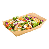 Restaurantware Bio Tek 2 Pound Food Boats 50 Disposable Paper Food Trays - Heavy-Duty Greaseproof Kraft Paper Boats For Snacks A