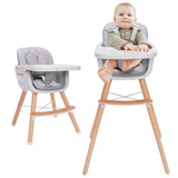 Mallify 3-in-1 Convertible Wooden High Chair, High Chairs for Babies and Toddlers, Baby High Chair with Adjustable Legs & Dishwa