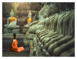 Young Buddhist Monk Praying, Thailand-Paper Art-18,,X14,,