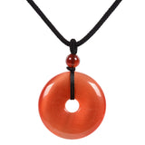 Justinstones Synthetic Orange Cat's Eye Glass Gemstone 30mm Donut Beads Reiki Chakra Pendant Necklace Jewelry 22 Inches