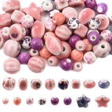 MakemadeDIY 68Pcs 16 Styles Handmade Bright - Glazed Porcelain Beads Mixed Color Gemstone Beads for Necklace Bracelet Design, Be