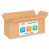 Long Shipping & Moving Boxes 32L x 12W x 12H (20-Pack) - Extra Strength 200 lb vs Regular - Corrugated Packing Boxes Made in USA