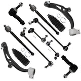SCITOO 12pcs Suspension Kit Front Lower Control Arm And Ball Joint Outer Inner Tie Rod End w/Boot Sway Bar Link Replacement 2011