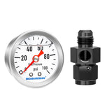 MEASUREMAN 0-100Psi Stainless Steel Glycerin Filled Fuel Pressure Gauge, 1-1/2 Dial Size, with 6AN Fuel Pressure Take Off Fittin
