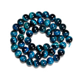 PLTbeads Gorgeous Sky Blue Tiger's Eye Natural Gemstone Loose Beads 8mm Smooth Round Approxi 15 inch DIY Bracelet Necklace for J