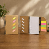 CuckooDiaries EcoFriendly Kraft Spiral Notebook with MultiColor Sticky Notes & Pen | C6 Wire Bound Journal | Recycled Paper Cr