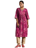 Libas Women'S Silk Printed Regular Kurta (29224 Pink