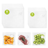 ZLTMYI Reusable Vacuum Sealer Bags for Food with Air Valve, 30 Pack BPA-Free Food Saver Bags Dishwasher-Safe, Freezer,Microwave,