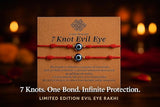 7-Knot Red Evil Eye Handmade Bracelet Set of 2, Rakhi for Brother, Bhaiya | Adjustable Good Luck Protection Bracelet, Lucky Kabbalah for Men and Women