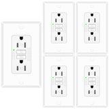5 Pack 15 Amp GFCI Outlet, Self-Test Ground Fault Protector with LED Indicator, Tamper Resistant GFI Electrical Receptacle, ETL