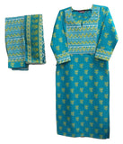 Anni Designer Women'S Cotton Blend Straight Printed Kurta With Pant & Dupatta (Charya Green-Nw_Xl_Green_X-Large),Green,XL