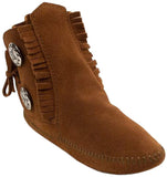Minnetonka Mens Two Button Softsole Boot, Brown, Size 9
