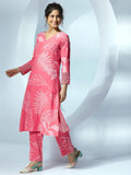 Libas Womens Printed Silk Blend Co-Ord Set For Women Pink Xs