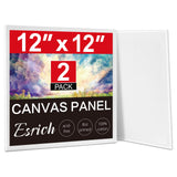ESRICH Canvas for Painting, 2 Pack Square Canvas Boards for Painting 12x12 100% Cotton Primed Acid Free Blank Canvas Panels for