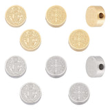 UNICRAFTALE 10Pcs 2 Colors 7.5mm Stainless Steel Medal Flat Round Beads for DIY Jewelry Making