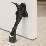 Black Kick Down Door Stoppers for Bottom of Door, Heavy Duty Kickdown Door Stop, Adjustable Door Stoppers, One Touch Kick Down S