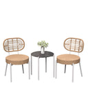 3 Piece Wicker Patio Bistro Furniture Set, Outdoor Dining Chairs, Includes 2 Rattan Chairs and Tempered Glass Table, for Garden,