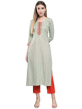Gosriki Women'S Cotton Blend Traditional Straight Printed Kurta And Pant Set (Amd 555-Green_Xxl-Gs_Green_Xx-Large),Green,2,B0BPPFP4CN