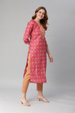 Gosriki Women'S Cotton Blend Printed Straight Kurta With Pant (Mika Pink-Nwfb08-Gs_L_Pink_Large),Dark Pink,,B0BTJ7GGZ4