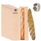 PEOKPIPLE Bread Bags for Homemade Bread with 500 Labels, 60-Pack 4.5 x 2.5 x 16 Inch Paper Bags for Bread with Clear Window, Bak