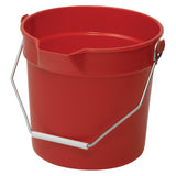 Winco Heavy-Duty Plastic Bucket/Utility Pail with Pour Spout, 14 Quarts, Red
