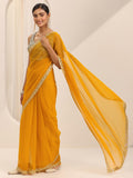 Libas Women34 Chiffon Sarees (16360_Mustard)