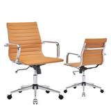 LUXMOD Office Chair with Armrest,Adjustable Swivel Chair in Durable Vegan Leather, Ergonomic Desk Chair for Extra Back & Lumbar