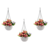 Bianco Plastic Hanging Rattan Planter, White, Pot Diameter7.1 Inch, Pot Height 4.8 Inch, Pot Thickness 3 Mm, Chain Length 1