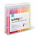 KINGART Watercolor Brush Markers, 36 Piece, Multicolor, 41036