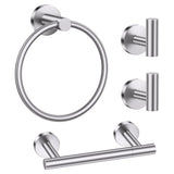 Brushed Nickel Bathroom Hardware Set, 4-Piece Towel Holder Set Include Double Bases Toilet Paper Holder,Towel Ring and 2 Towel H