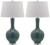 Safavieh Lighting Collection Blanche Gourd Teal and White Table Lamp, Set of 2