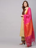 Anni Designer Women'S Cotton Blend Kurta With Palazzo & Dupatta (Zuri_Beige_Xl),Beige,XL,,,