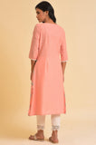 W For Woman Peach Glitter Printed A-Line Kurta_23Few18649-120097_Xl