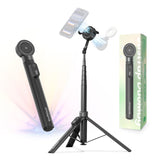 KraftGeek 67 Dual-Sided Magnetic Phone Tripod for iPhone MagSafe,Auto-Open Selfie Stick Tripod with Remote, Hidden Clamp, Portab