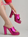 Shoetopia Women'S Heeled Sandal-2 Kids Uk (Girls-Hippo-Magenta)-Eu35,Magenta,2,B0D4VQT216
