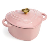 Paris Hilton Enameled Cast Iron Dutch Oven Heart-Shaped Pot with Lid, Dual Handles, Works on All Stovetops, Oven Safe to 500F, 4
