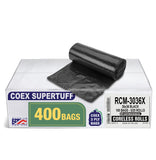 Aluf Plastics - 3 Ply Trash Bags, 20-30 Gallon, 1.5 Mil (eq), 30x 36, Black, 400 Count (20 Rolls of 20)