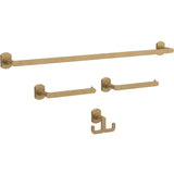 Franklin Brass Granville 4-Piece Bathroom Set Satin Gold 18 Towel Bar w/ 6 Extender, Toilet Paper Holder, Hand Towel Holder, Hoo