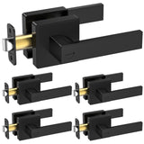 TICONN Matte Black Door Handle Heavy Duty, Reversible Square Door Lever for Bedroom, Bathroom, Rooms (Privacy, 5 Pack)