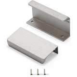Satanga Brushed Nickel Pack of 2 Edge Finger Pull for Cabinets Kitchen Concealed Aluminum Hidden Bar Pulls Drawer Pulls Easy to