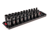 TEKTON 3/8 Inch Drive 6-Point Universal Joint Impact Socket Set with Rails and Tray, 21-Piece (5/16-3/4 in., 8-19 mm) | SID97200