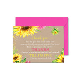 Sunflower Baby Shower Thank You Cards and Envelopes (15 Pack) Girls Notecards with Note of Thanks from Babies Pink and Yellow