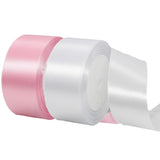 2 Rolls Pink White Ribbon, 1 1/2 Inch x 50 Yards Satin Pink Fabric Ribbon for Flower Bouquets, Gift Wrapping, DIY Crafts, Birthd