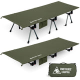 ONETIGRIS SUPRANUBIS Camping Cot, Height Adjustable with Cot Leg Extenders, Strong Support 330lbs, Lightweight Comfortable Foldi