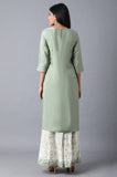 W For Woman Orange Floral Printed Regular Kurta With Dori Embroidery Coral Reef M