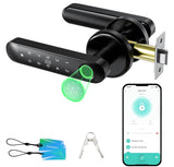 Evanshow Fingerprint Door Lock Biometric Door Knob with Keypad Keyless Entry, 5-in-1 Door Locks for Bedrooms(Fingerprint/App/Cod